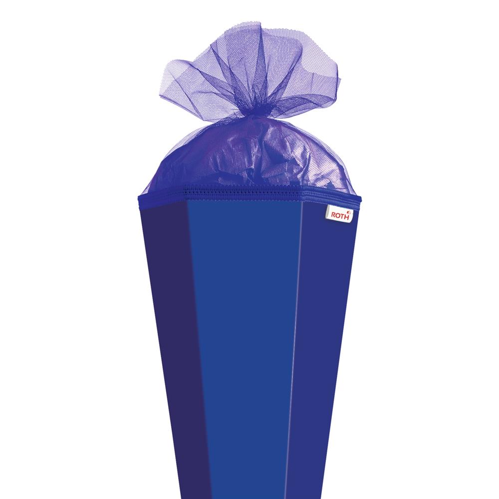 Roth Schultüte-Rohling/Basteltüte, ultramarinblau, 85cm, eckig, Rot(h)-Spitze, mit Tüllverschluss