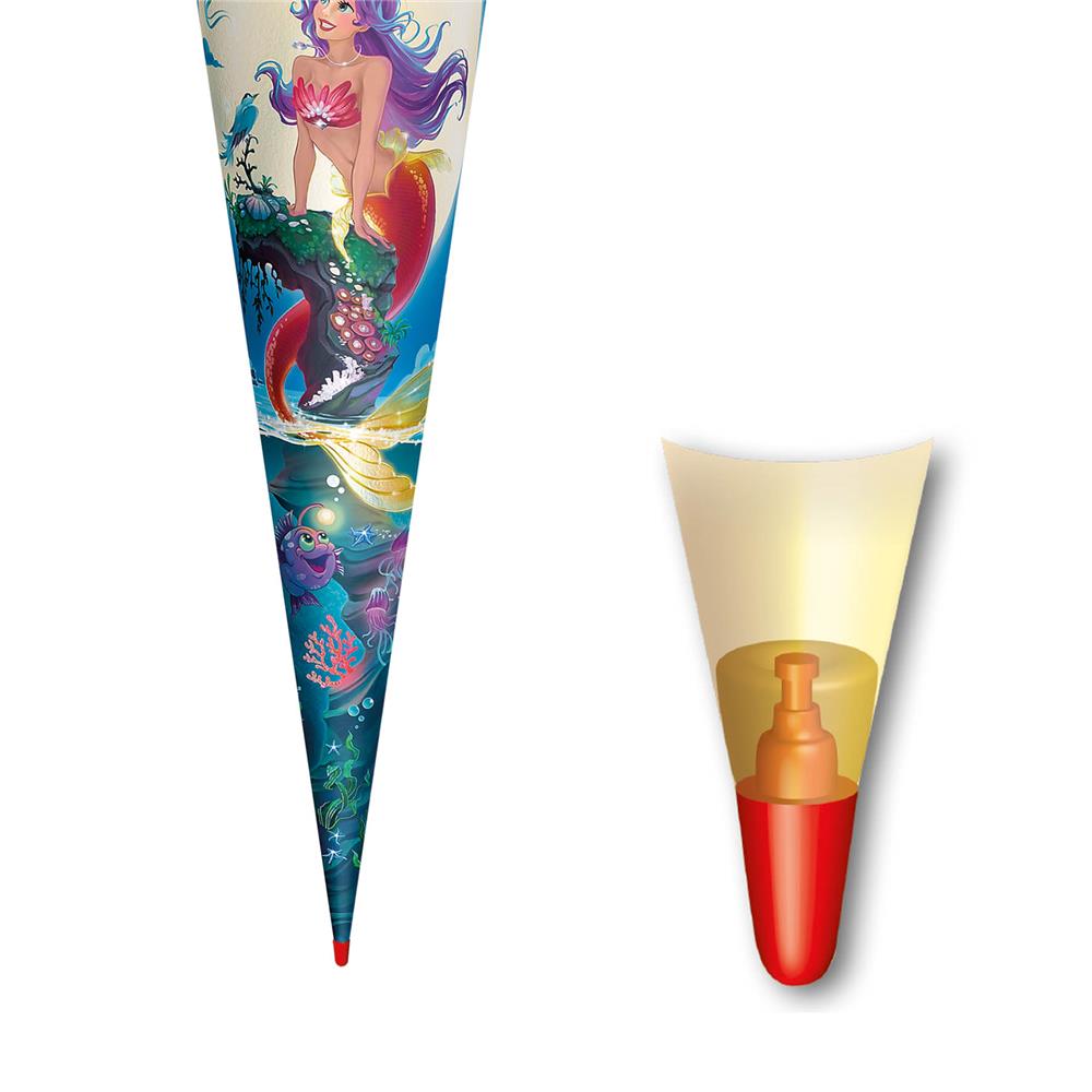 Roth Schultüte Magische Meerjungfrau, 70cm, rund, Rot(h)-Spitze, Filzverschluss, Folieneffekt