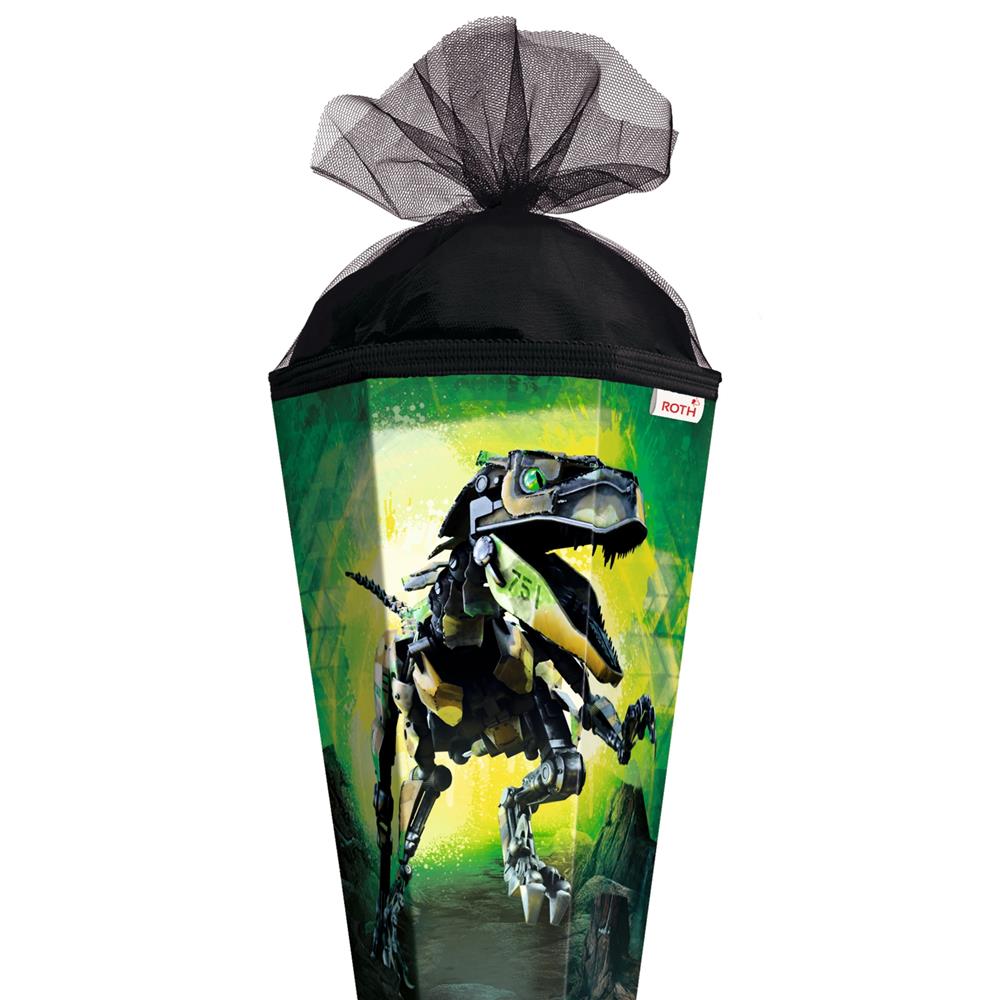 Roth Schultüte Dinosaurier Robo-Rex, 85cm, eckig, Rot(h)-Spitze, Tüllverschluss