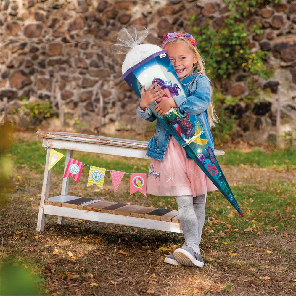 Roth Schultüte Magische Meerjungfrau, 85cm, eckig, Rot(h)-Spitze, Tüllverschluss