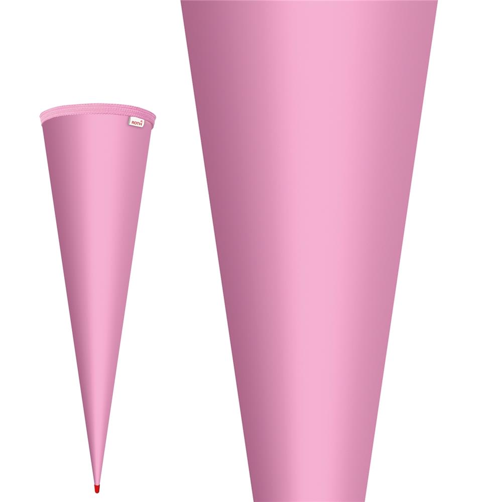 Roth Schultüte-Rohling/Basteltüte, rosa, 70cm, rund, Rot(h)-Spitze, ohne Verschluss