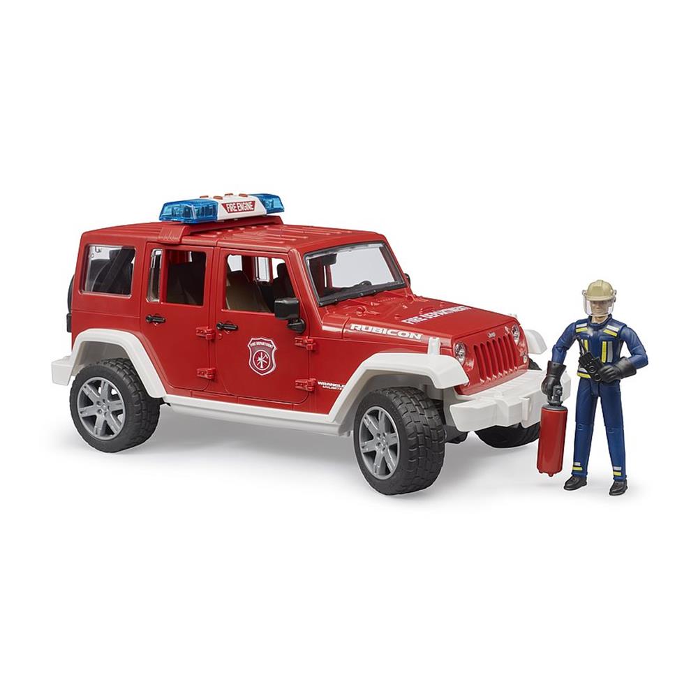 Bruder 02528 - Jeep Wrangler Unlimited Rubicon Feuerwehrfahrzeug mit Feuerwehrmann