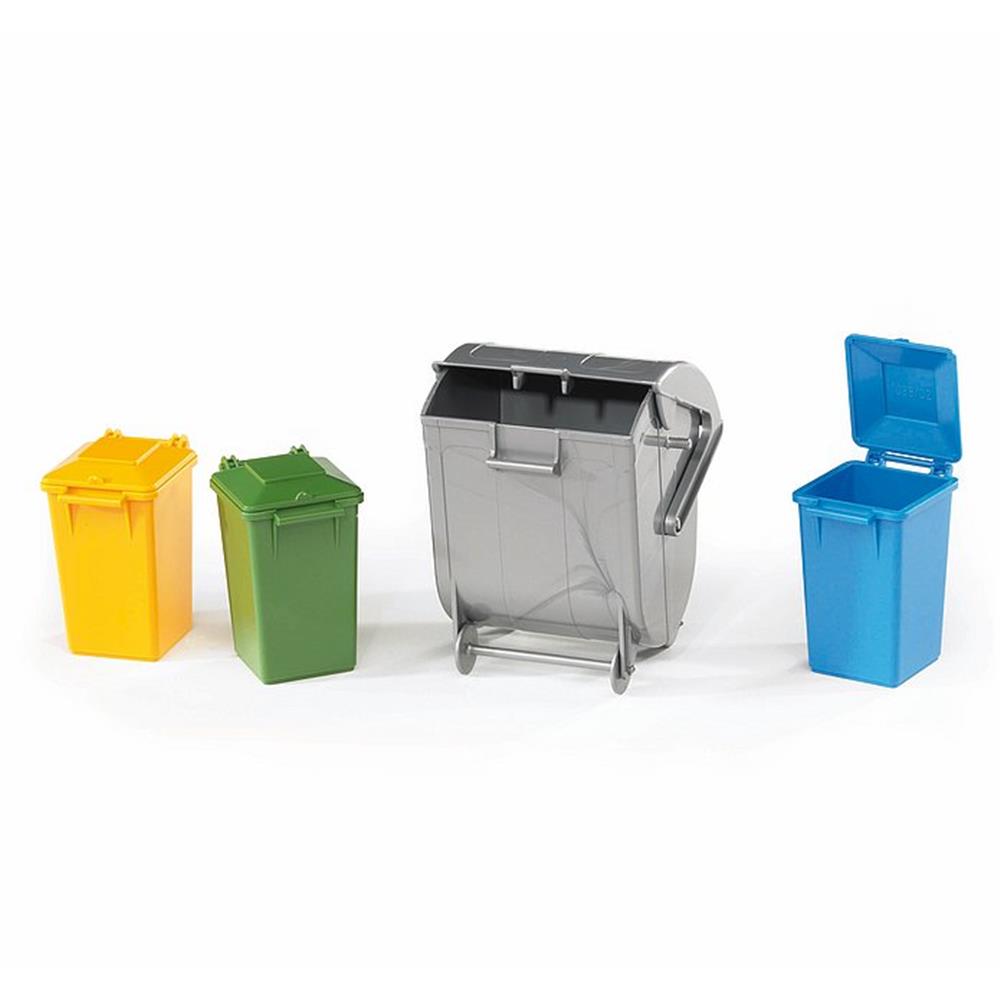 Bruder 02607 - Zubehör: Mülltonnen-Set (3 kleine, 1 große Tonne)
