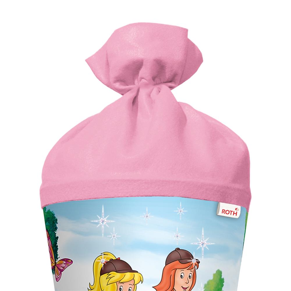 Roth Schultüte Bibi und Tina - Pferdefreunde, 70cm, rund, Rot(h)-Spitze, Filzverschluss, Glitter