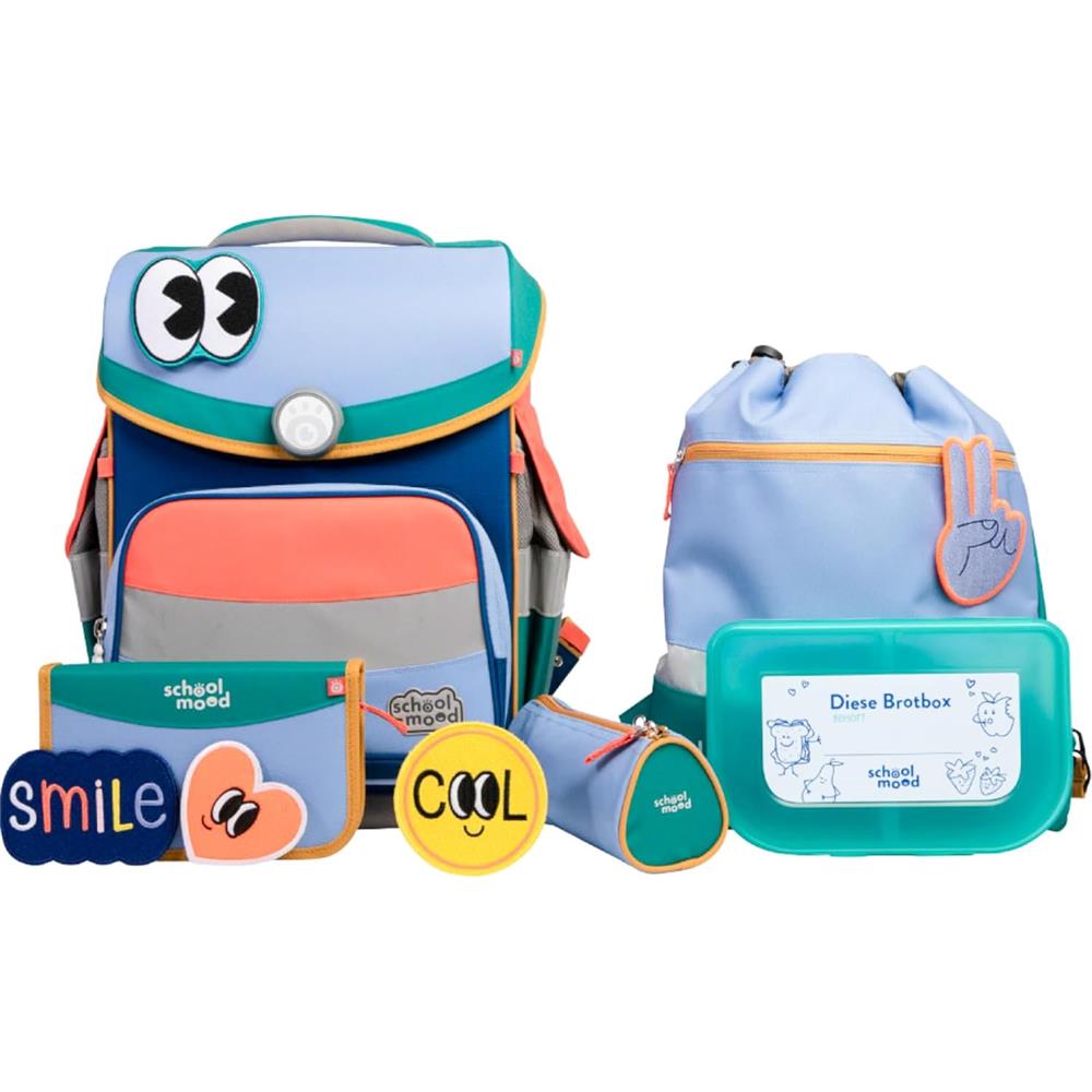 School-Mood Schulranzenset Timeless Pro Happy Sapphire (Happy Colours Collection), 6-teilig