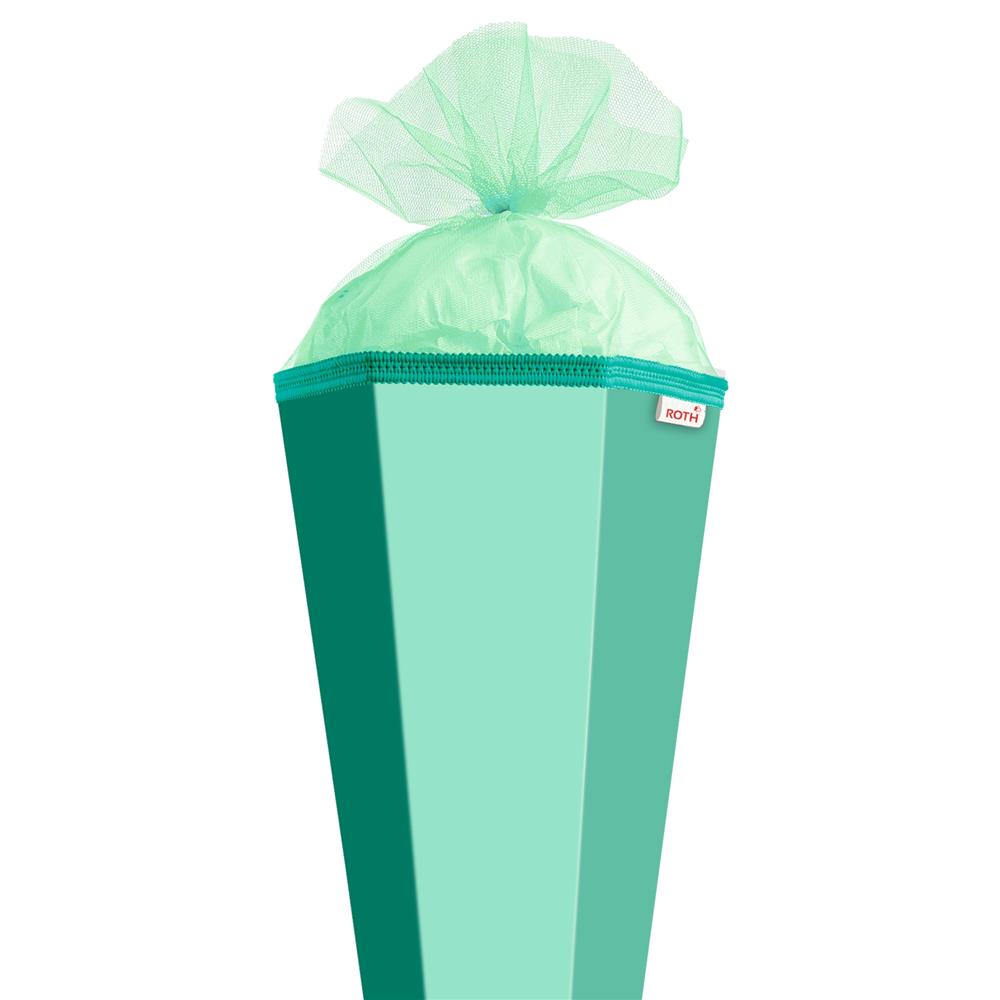 Roth Schultüte-Rohling/Basteltüte, mint, 85cm, eckig, Rot(h)-Spitze, mit Tüllverschluss