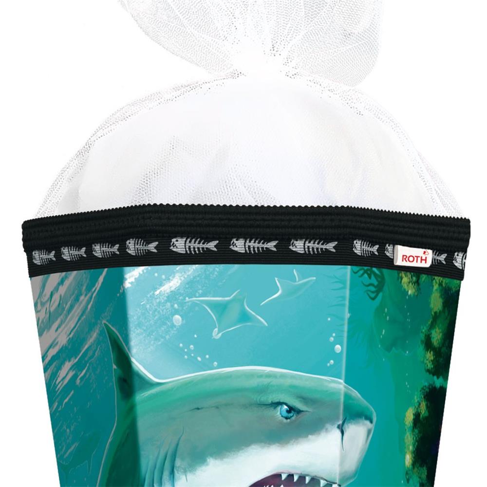 Roth Schultüte Hai mit Krake, 85cm, eckig, Rot(h)-Spitze, Tüllverschluss, Schmuckborte