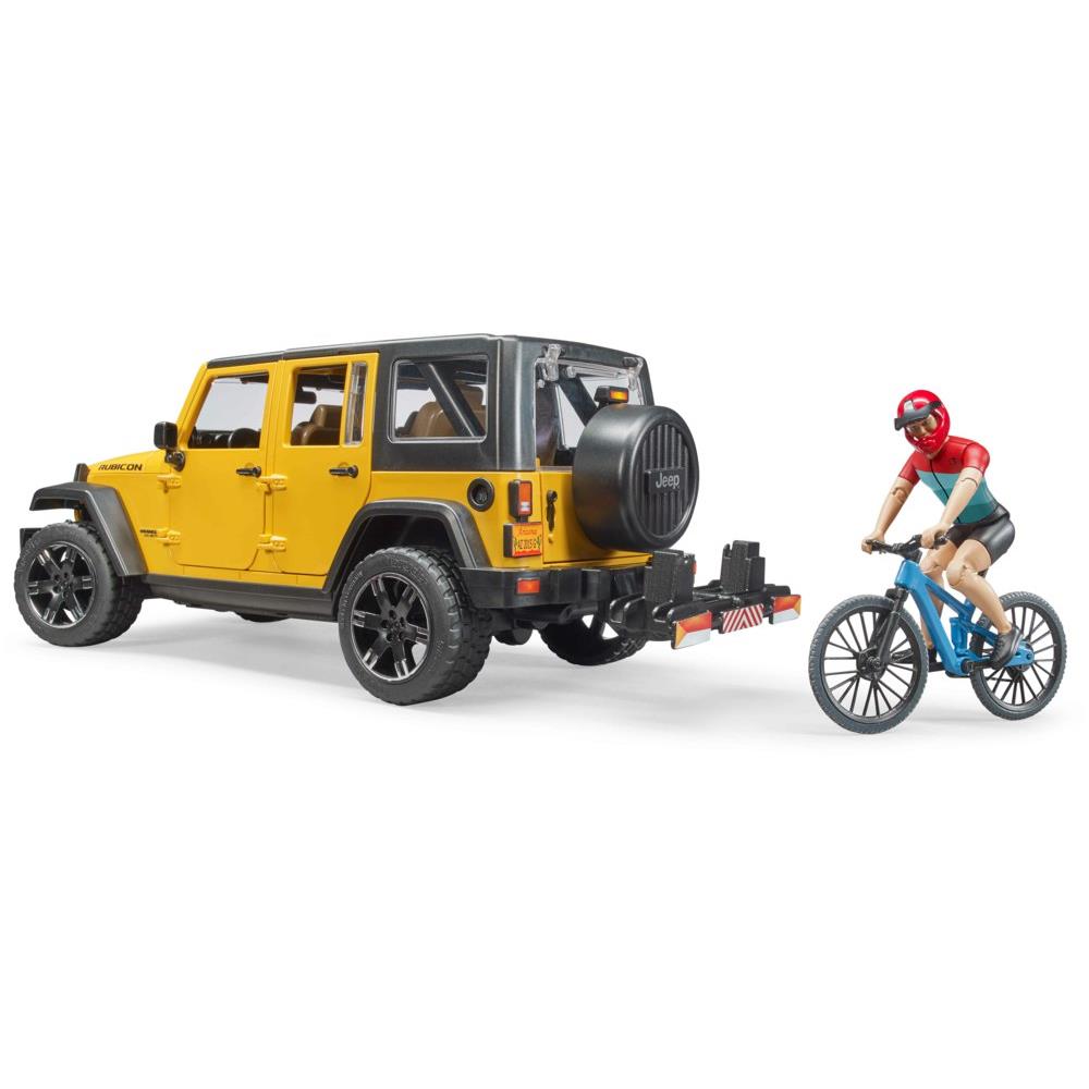 Bruder 02543 - Jeep Wrangler Rubicon Unlimited mit Mountainbike und Radfahrer