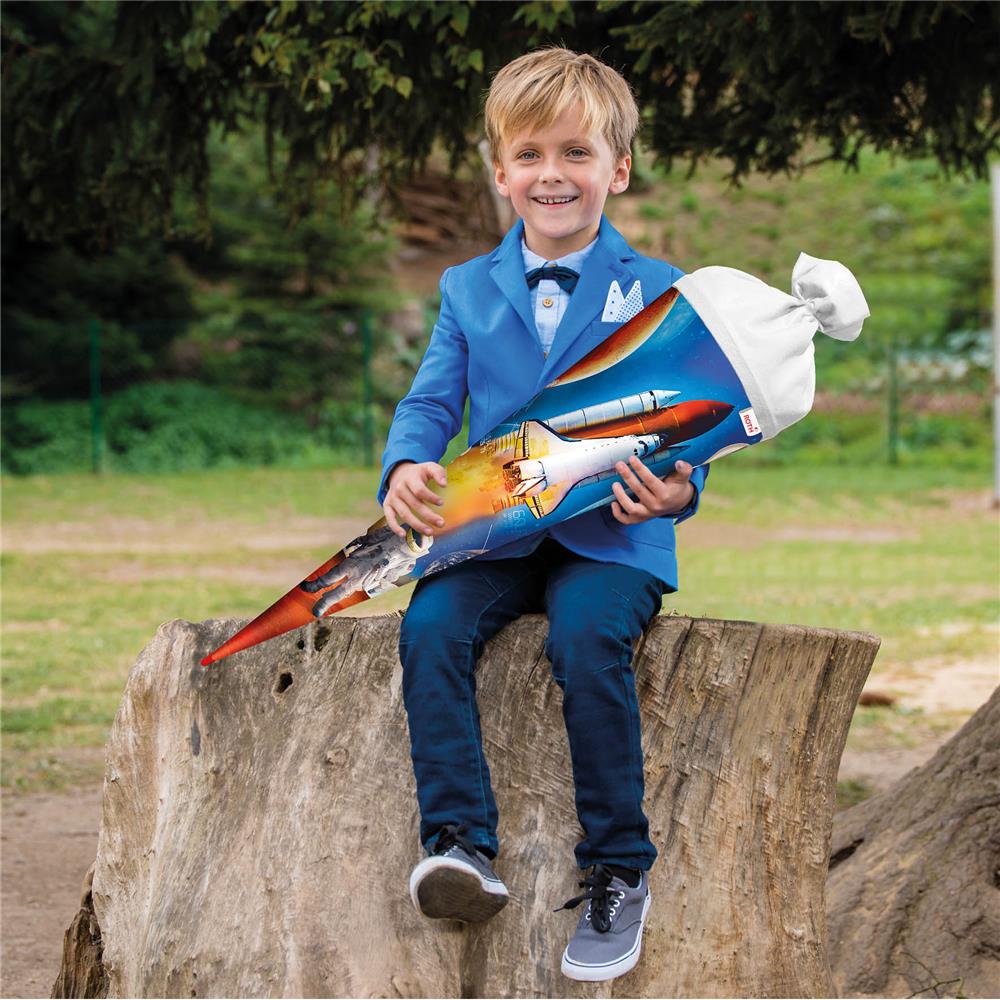 Roth Schultüte Weltraum, 70cm, rund, Rot(h)-Spitze, Filzverschluss