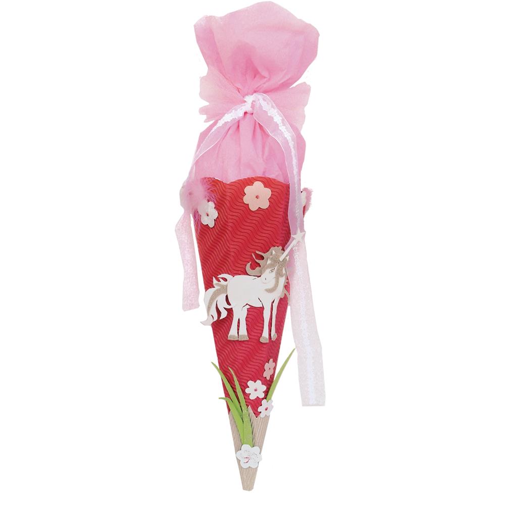 Roth Schultüte-Bastelset, Einhorn, 40cm, eckig, Kreppverschluss, Geschwistertüte