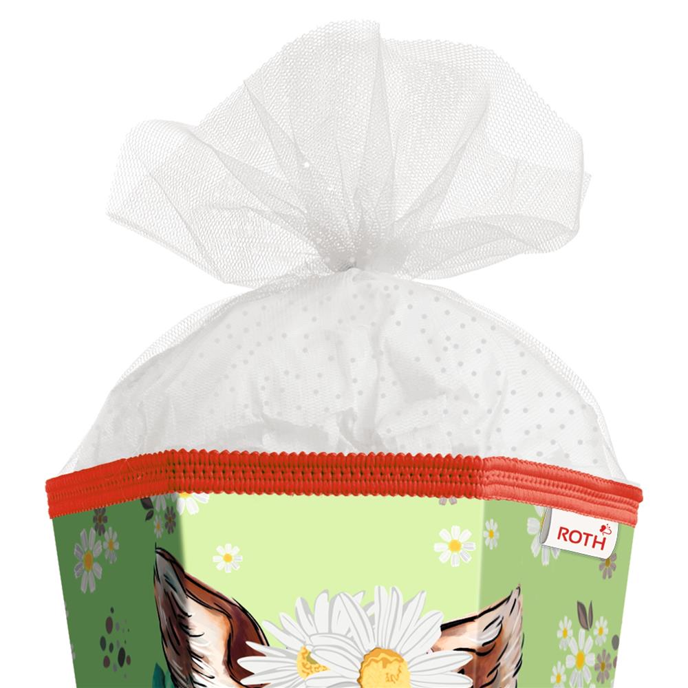 Roth Schultüte Reh, 85cm, eckig, Rot(h)-Spitze, Tüllverschluss