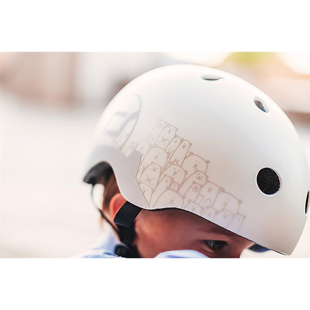 Scoot & Ride Reflektierender Kinderhelm Größe XXS-S (45-51 cm) ash - mit LED-Licht
