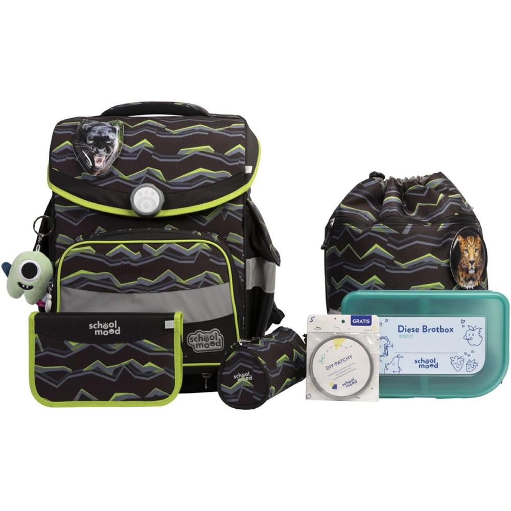 School-Mood Schulranzenset Timeless Pro Finn (Panther), 7-teilig