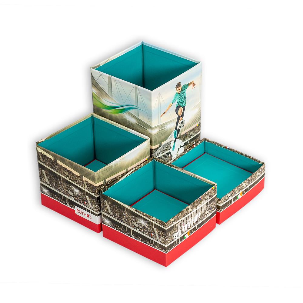 Roth Stifteköcher Set, Fußballstar, Stiftehalter mit 4 faltbaren Boxen aus Pappe