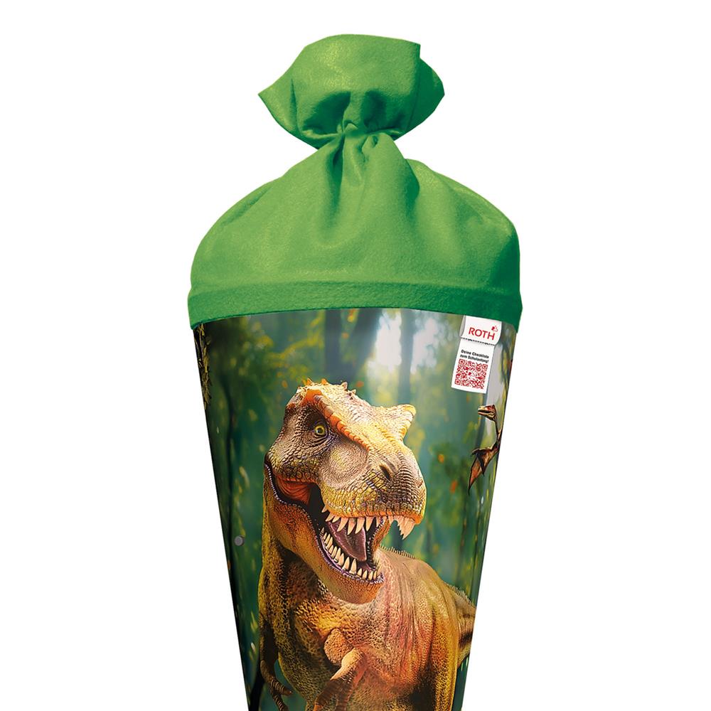 Roth Schultüte Dinosaurier T-Rex Welt, 70cm, rund, Rot(h)-Spitze, Filzverschluss, mit Sound