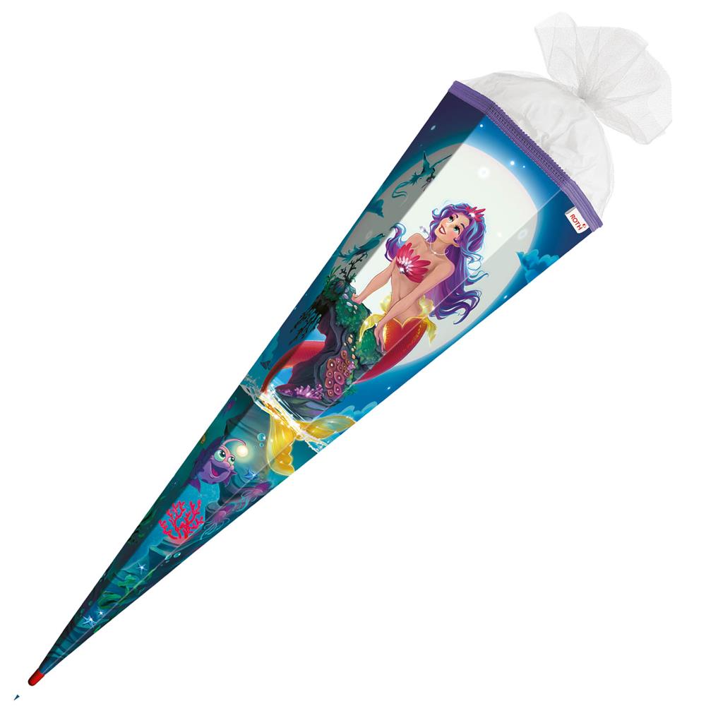 Roth Schultüte Magische Meerjungfrau, 85cm, eckig, Rot(h)-Spitze, Tüllverschluss