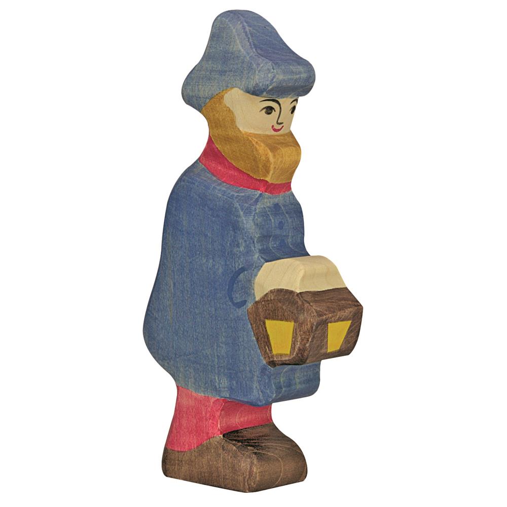Holztiger Holzfigur - Hirte mit Lampe, Krippenfigur, Holzspielzeug, ab 3 Jahren