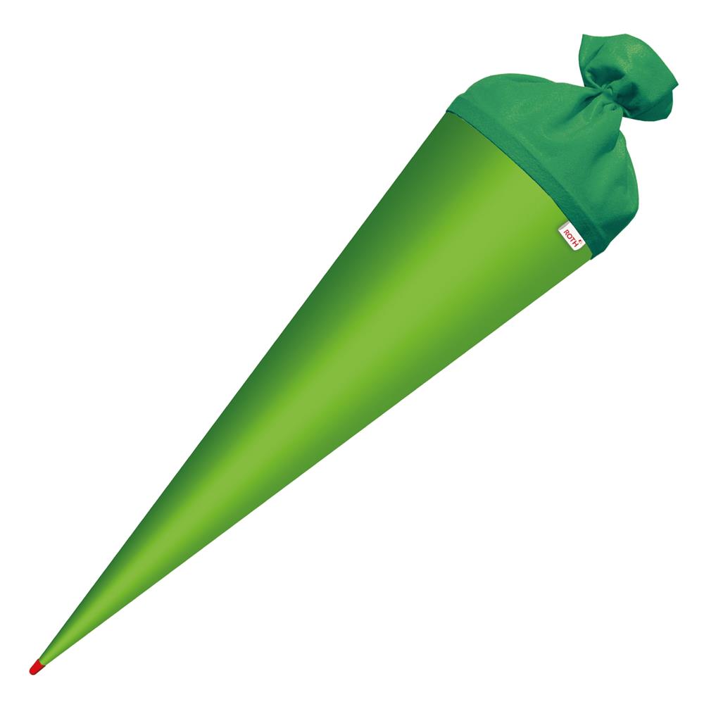 Roth Schultüte-Rohling/Basteltüte, grün, 70cm, rund, Rot(h)-Spitze, mit Filzverschluss