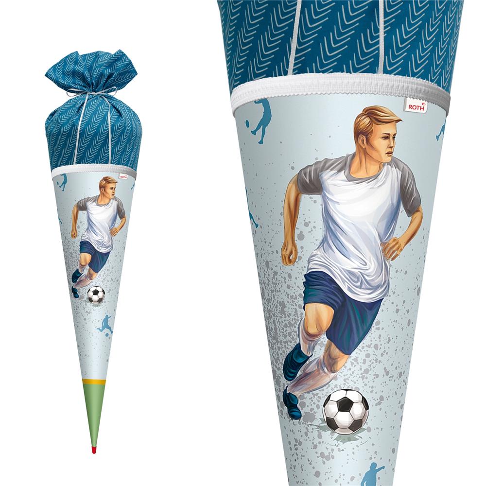 Roth Schultüte Lieblingsstück Traumtor Fußball, 70cm, rund, Rot(h)-Spitze, mit Stoffverschluss