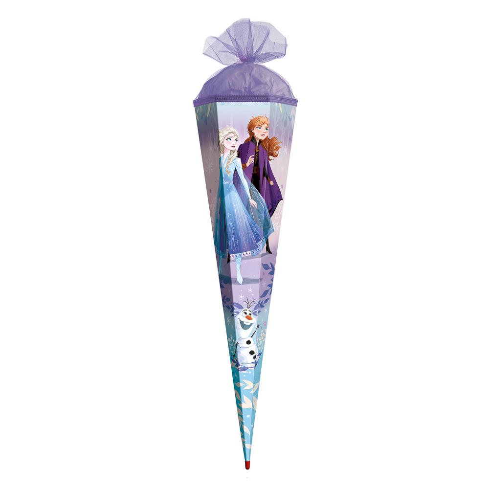 Roth Schultüte Disney Frozen, 85cm, eckig, mit Rot(h)-Spitze und lilafarbigem Tüllverschluss