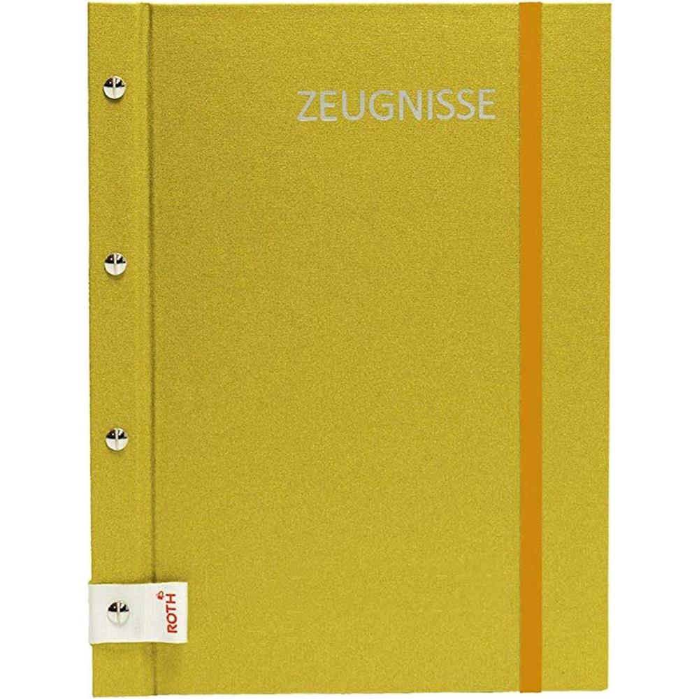 Roth Zeugnismappe Metallium Gold, mit 12 A4 Klarsichthüllen, im Buchleineinband