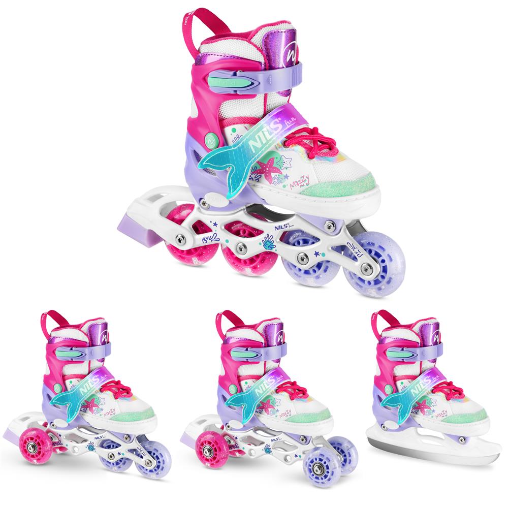 NILS FUN NH18150 MAZZY 4in1 LED Inliner Schlittschuhe Rollschuhe Gr. 31-34, verstellbar