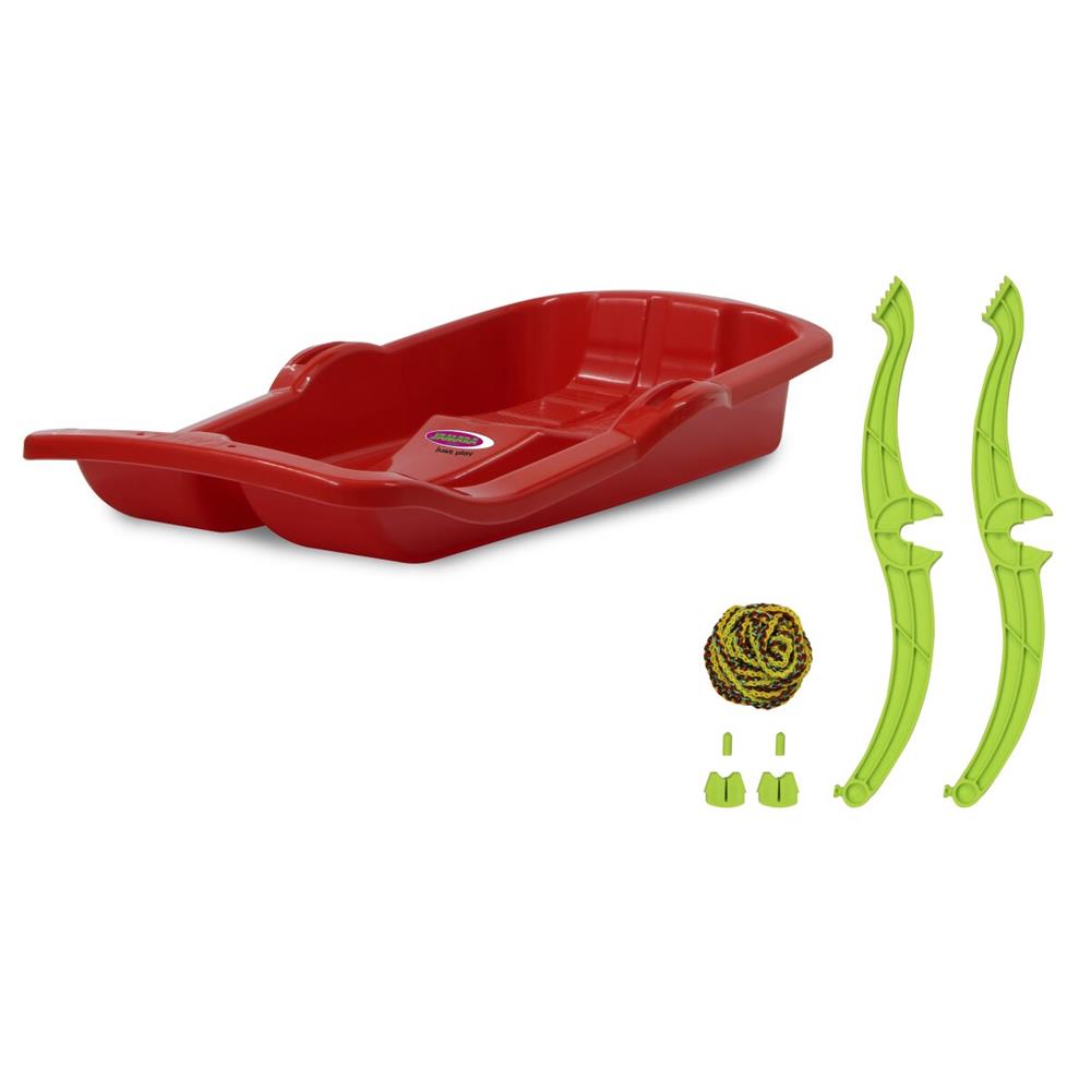 Jamara Snow Play Rutschteller, 60cm, blau - Porutscher, Schneerutscher Jamara Snow Play Bob Karol, 80cm, rot, - Kinderschlitten mit Bremse