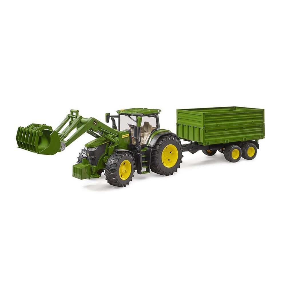 Bruder 03155 - John Deere 7R 350 mit Frontlader und Tandemachstransportanhänger