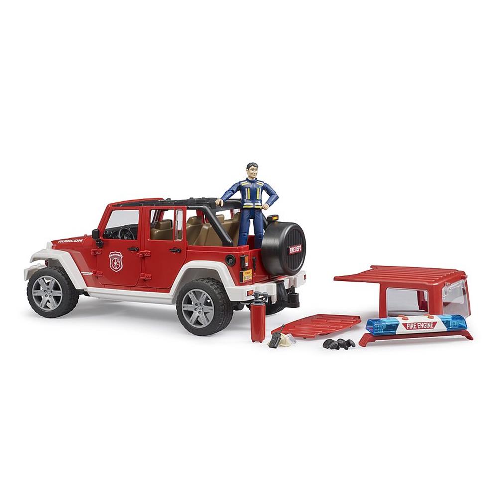 Bruder 02528 - Jeep Wrangler Unlimited Rubicon Feuerwehrfahrzeug mit Feuerwehrmann