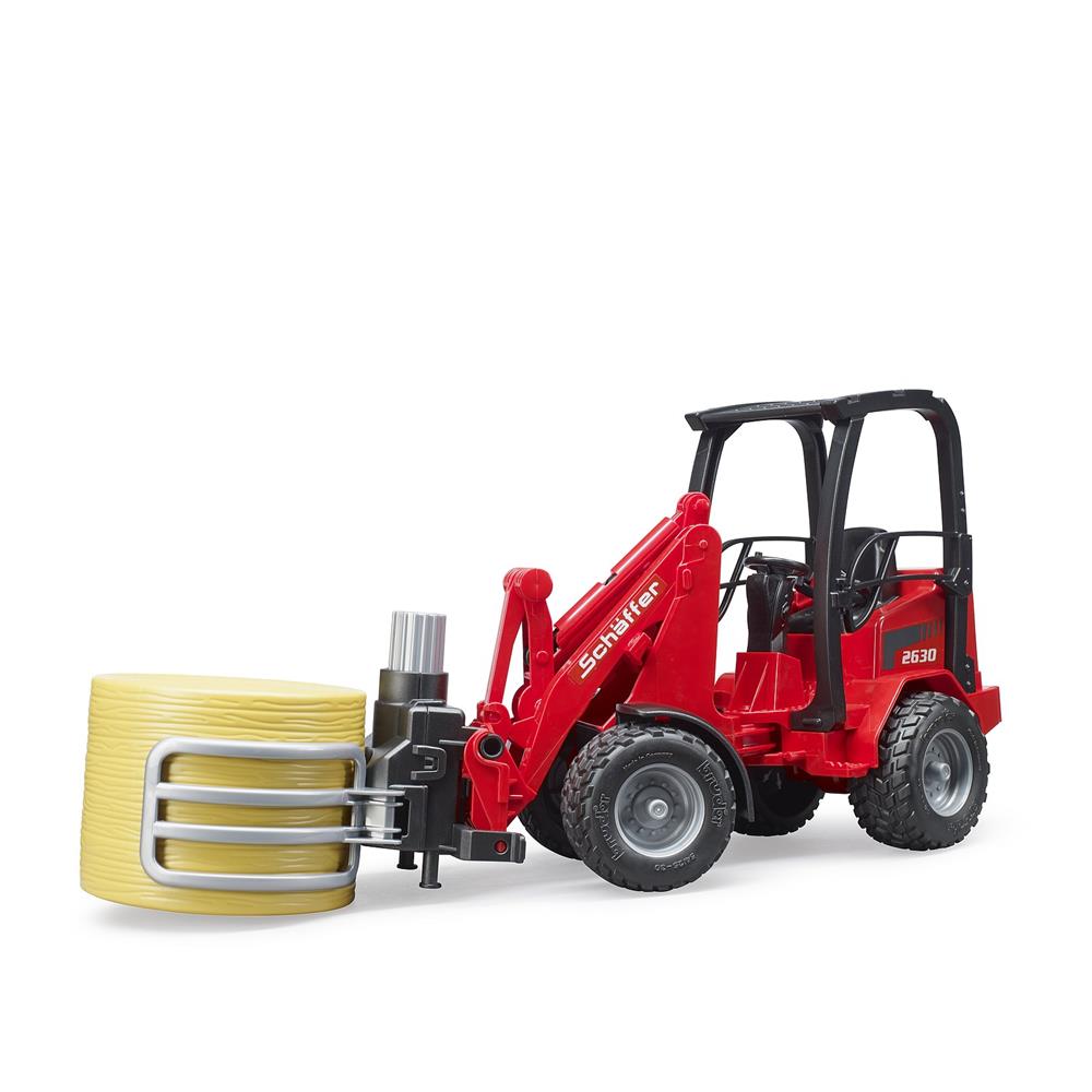 Bruder 02192 - Schäffer Hoflader 2630 mit Ballengreifzange und 1 Rundballen