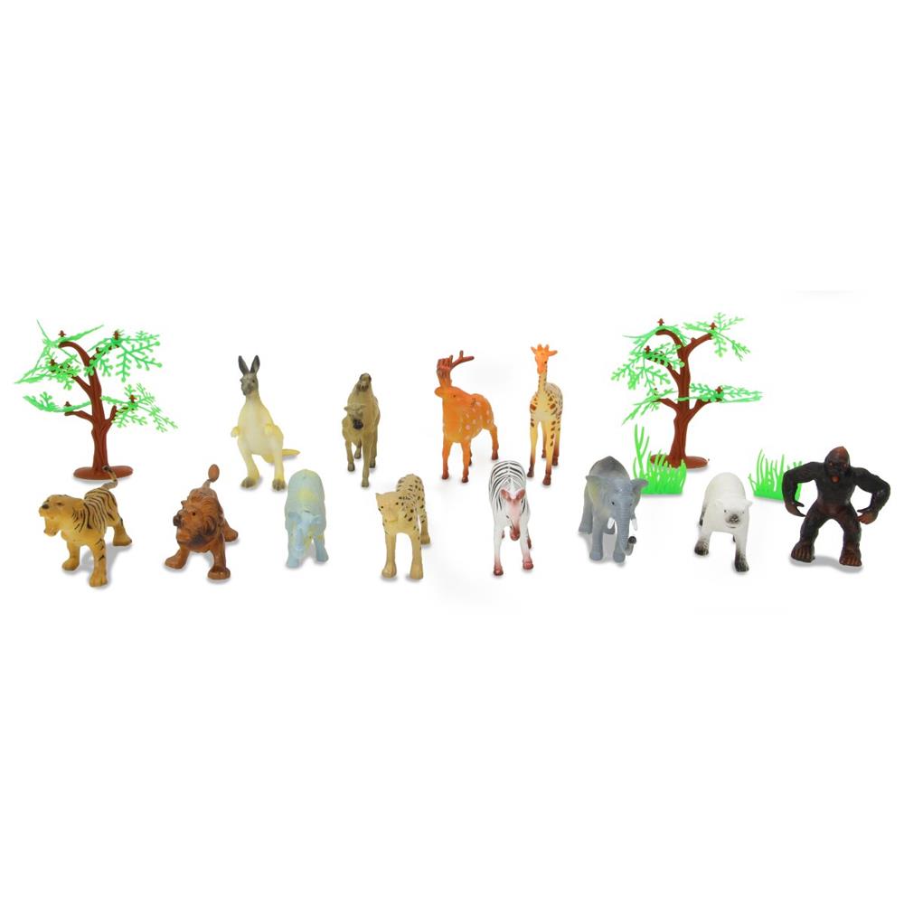 Jamara Tierspielset Wild Animals 16-teilig Tierfiguren Zootiere Wildtiere Zoospielzeug Spiele-Zoo