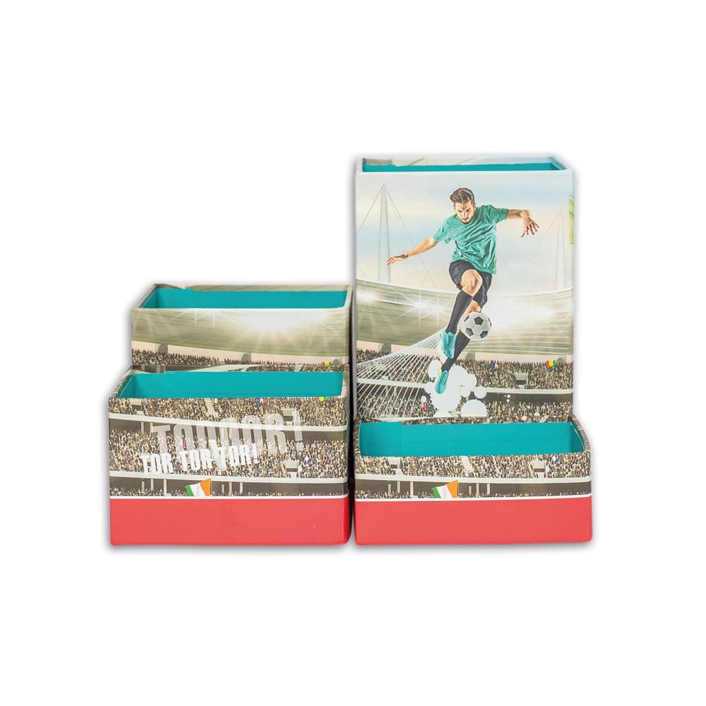 Roth Stifteköcher Set, Fußballstar, Stiftehalter mit 4 faltbaren Boxen aus Pappe