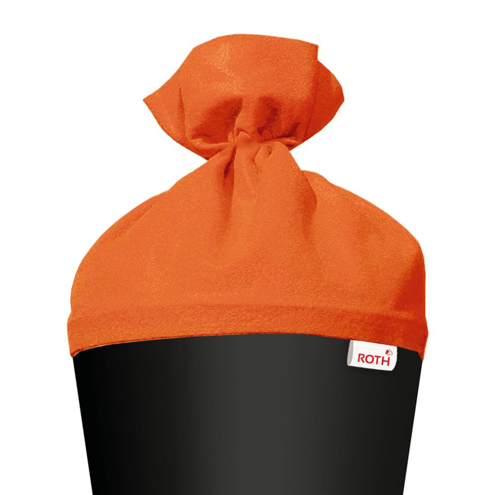 Roth Schultüte-Rohling/Basteltüte, schwarz, 70cm, rund, Rot(h)-Spitze, mit Filzverschluss (orange)