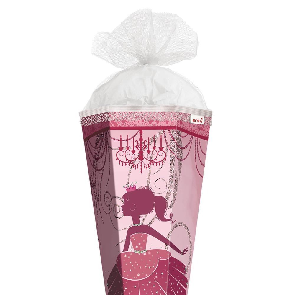 Roth Schultüte Ballerina, 85cm, eckig, Rot(h)-Spitze, Tüllverschluss, Glitter, Glitzerborte