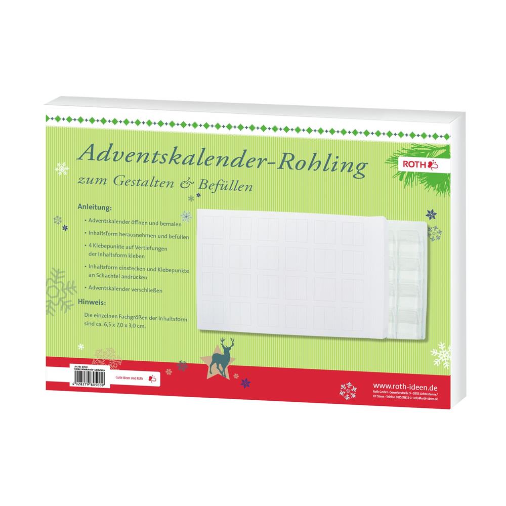 Roth DIY-Adventskalender Rohling – 24 Türchen zum Selbstgestalten inkl. Kunststoffform