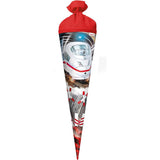 Roth Schultüte Schnellzug, 70cm, rund, Rot(h)-Spitze, Filzverschluss, Folieneffekt