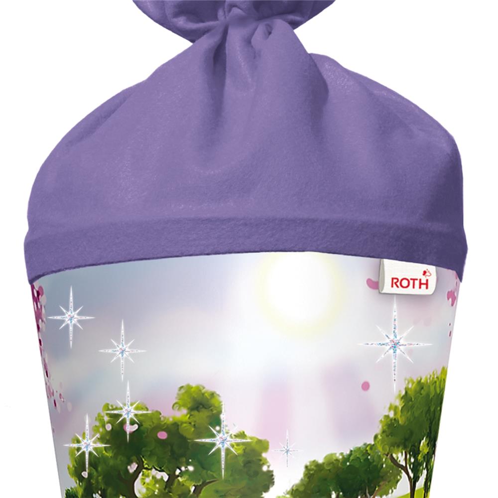 Roth Schultüte Einhorn mit Fohlen, 70cm, rund, Rot(h)-Spitze, Filzverschluss, Glitter