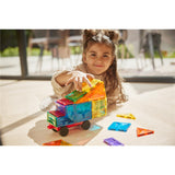 Cleverclixx Auto-Bausatz in Knallfarben 25 Teile, Magnetspielzeug Auto mit Rädern, Erweiterungsset