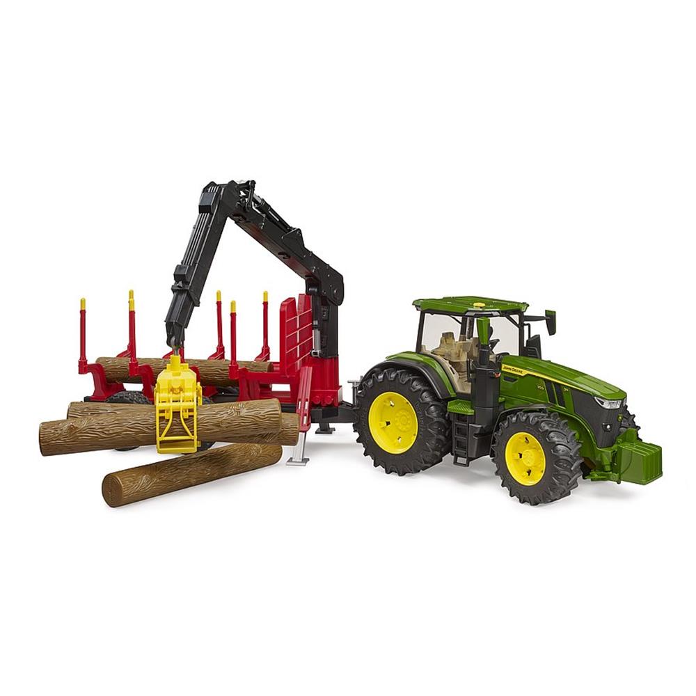 Bruder 03154 - John Deere 7R 350 mit Rückeanhänger und 4 Baumstämmen