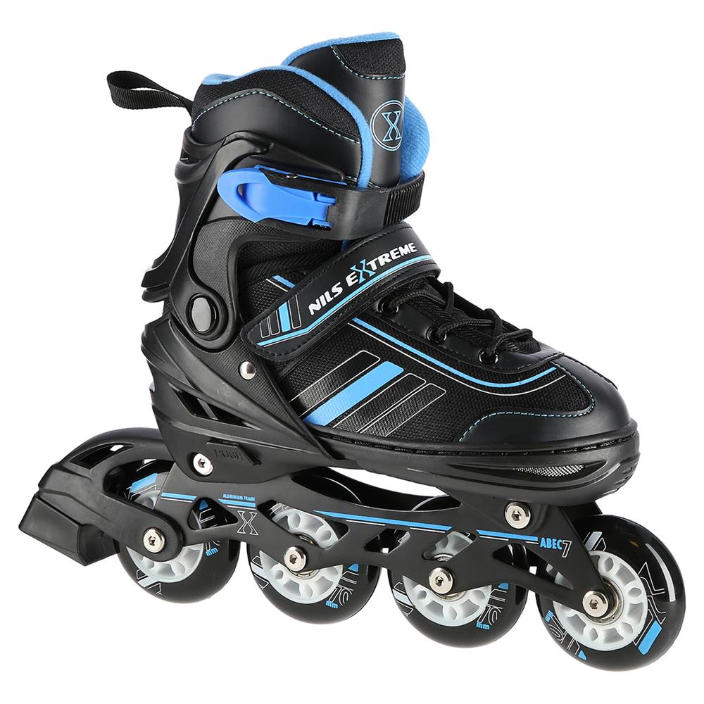 NILS EXTREME NH18191 2in1 Inliner Schlittschuhe Kinder Gr. 34-38, Schwarz-Blau, verstellbar