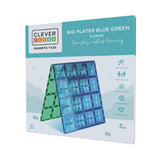 Cleverclixx Große Grundplatten Blau Grün 2er Set, Stabilisierung für Magnetbausteine, kompatibles Zubehör, große Bauweise