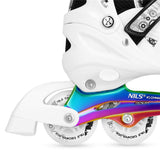 NILS EXTREME NH10905 4in1 LED Inliner Schlittschuhe Rollschuhe Gr. 39-42, Weiß-Rainbow, verstellbar