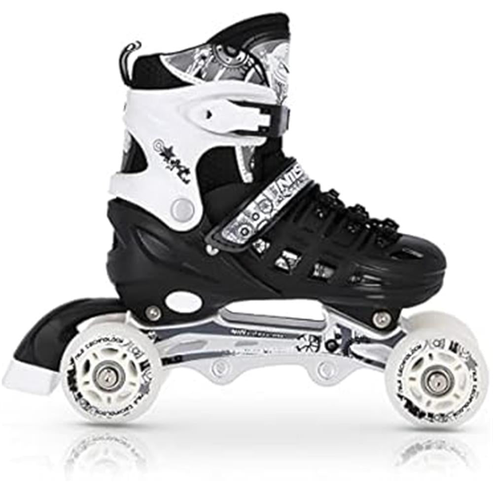 NILS EXTREME NH10905 4in1 Inliner Schlittschuhe Rollschuhe Gr. 39-42, Schwarz, verstellbar