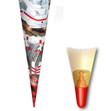 Roth Schultüte Schnellzug, 70cm, rund, Rot(h)-Spitze, Filzverschluss, Folieneffekt