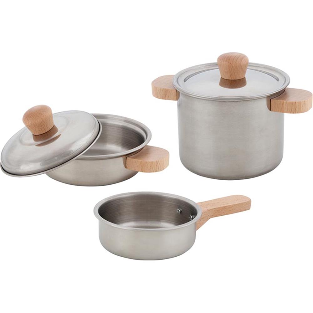 Goki Koch-Set Sterneküche, 2 Töpfe und 1 Pfanne - Zubehör für Spielküche