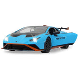 Jamara Lamborghini Huracán STO 1:14 blau 2,4GHz Tür manuell Ferngesteuertes Auto mit LED Fahrlicht