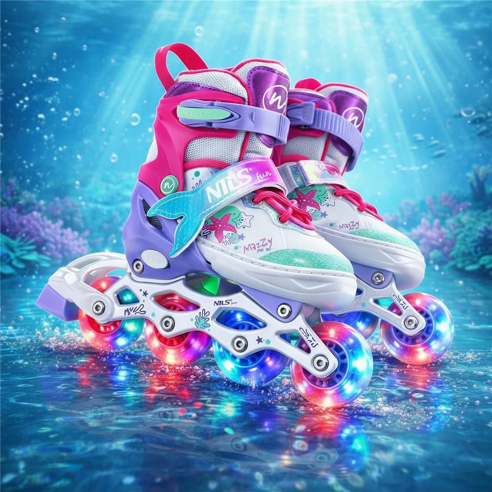 NILS FUN NH18150 MAZZY 4in1 LED Inliner Schlittschuhe Rollschuhe Gr. 35-38, verstellbar