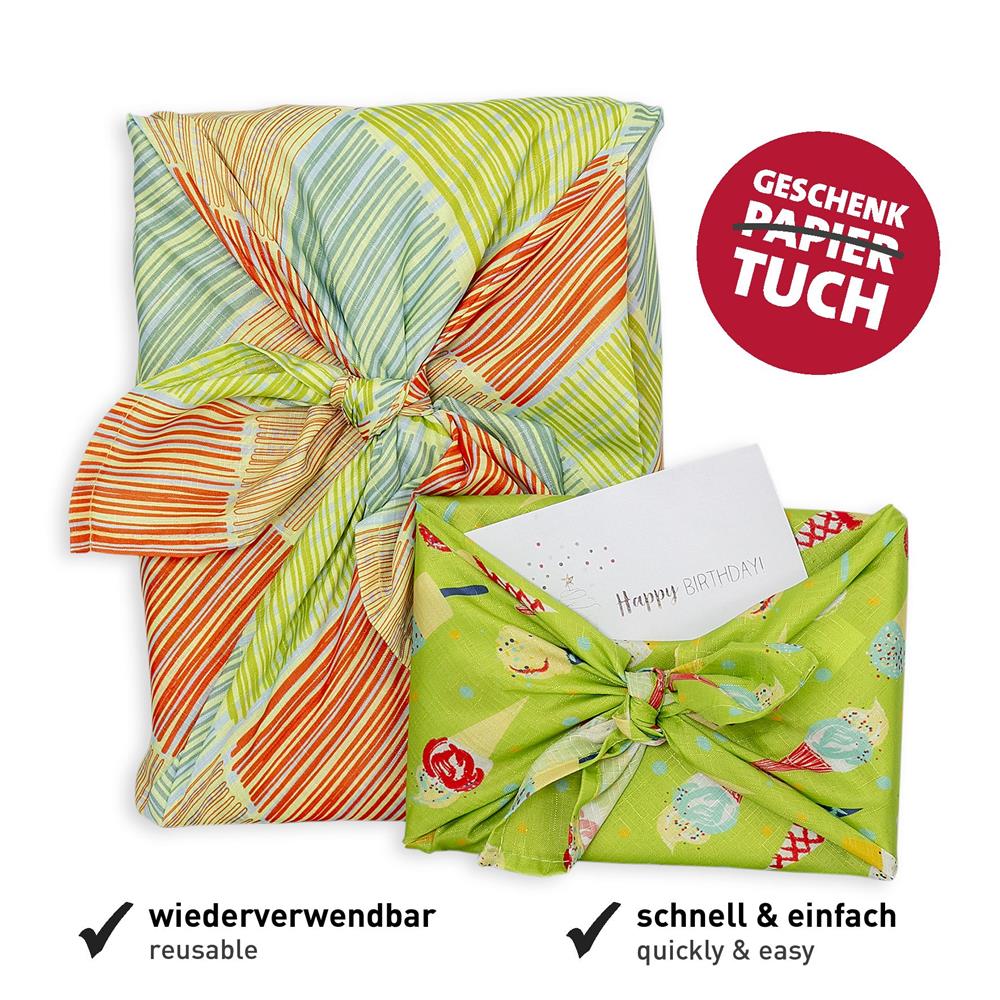 Roth Geschenktuch, 3er Set, Sommer, Geschenke verpacken auf Japanische Art