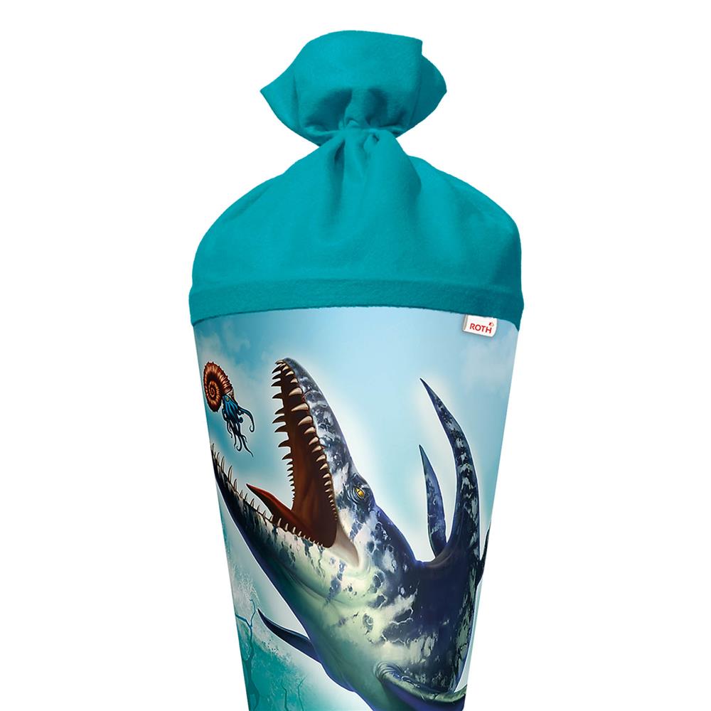 Roth Schultüte Dino Mosasaurus, 70cm, rund, Rot(h)-Spitze, Filzverschluss