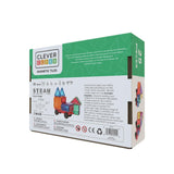 Cleverclixx Auto-Bausatz in Knallfarben 25 Teile, Magnetspielzeug Auto mit Rädern, Erweiterungsset